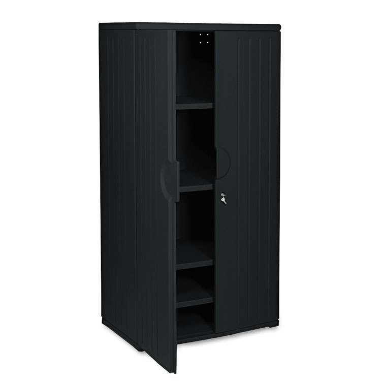Picture of OfficeWorks Resin Storage Cabinet, 36w x 22d x 72h, Black