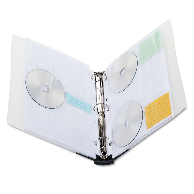 Picture of CD/DVD Three-Ring Refillable Binder, Holds 90 Discs, Midnight Blue/Clear