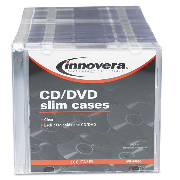 Picture of CD/DVD Polystyrene Thin Line Storage Case, Clear, 100/Pack