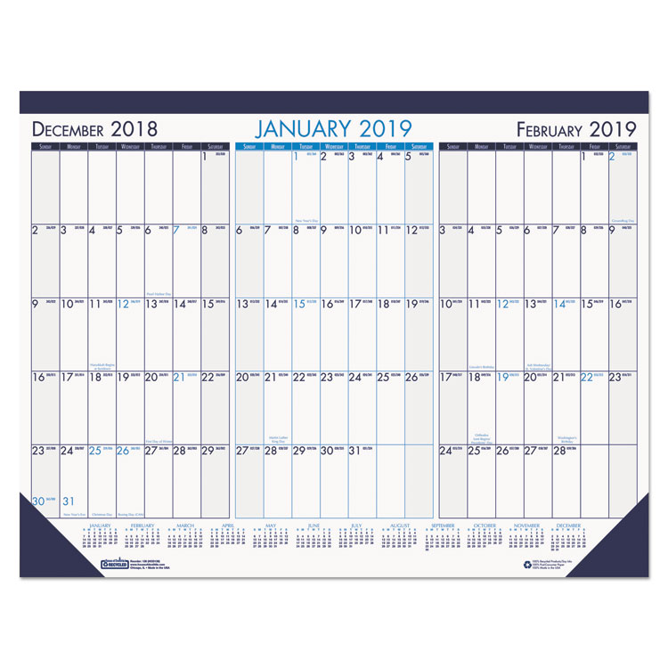 Picture of THREE MONTH DESK PAD CALENDAR, 22 X 17-Current Year