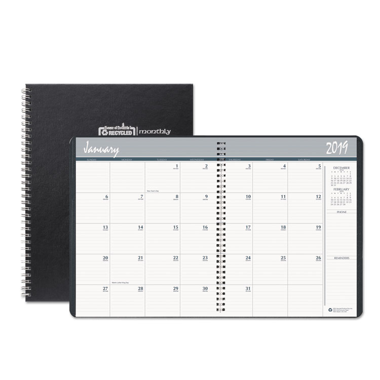 Picture of ONE-YEAR MONTHLY HARD COVER PLANNER, 8 1/2 X 11, BLACK, 2019