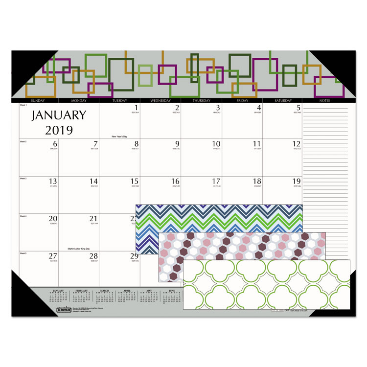 Picture of 100% RECYCLED GEOMETRIC DESK PAD CALENDAR, 22 X 17, Current Year