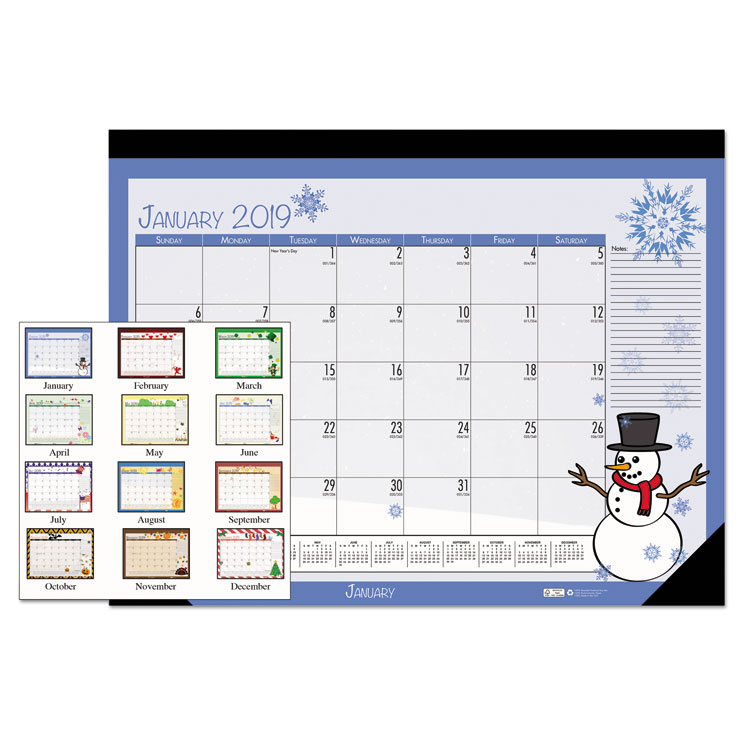 Picture of 100% RECYCLED SEASONAL DESK PAD CALENDAR, 22 X 17, ILLUSTRATED HOLIDAY, Current Year