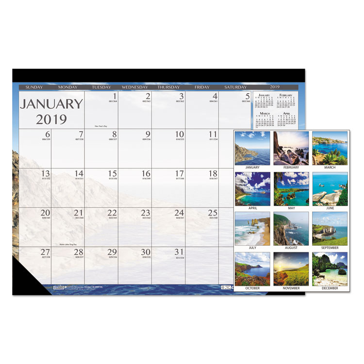 Picture of 100% RECYCLED EARTHSCAPES SEASCAPES DESK PAD CALENDAR, 22 X 17, Current Year