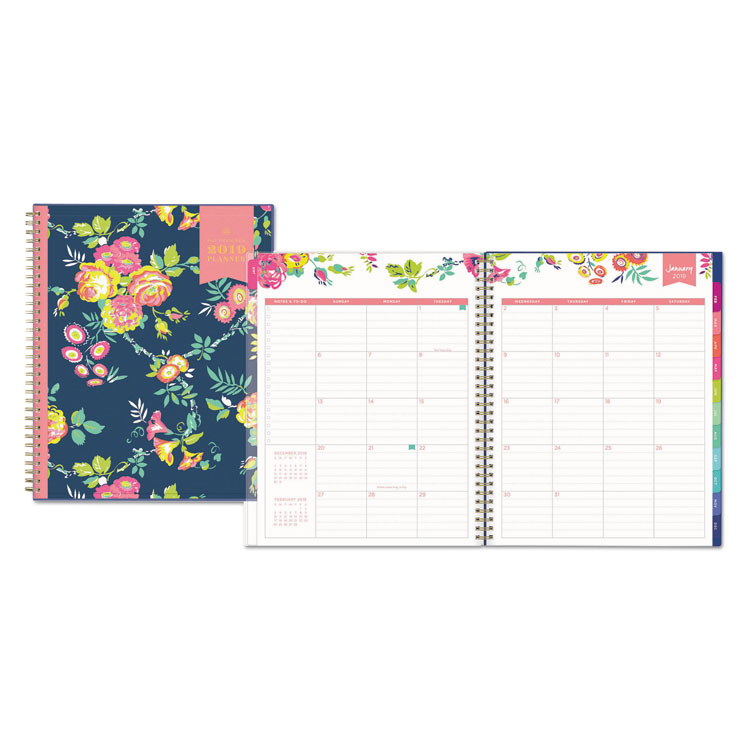 Picture of DAY DESIGNER CYO WEEKLY/MONTHLY PLANNER, 8 1/2 X 11, NAVY/FLORAL, Current Year