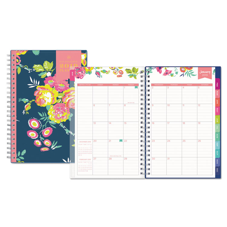 Picture of DAY DESIGNER CYO WEEKLY/MONTHLY PLANNER, 5 X 8, NAVY/FLORAL, Current Year