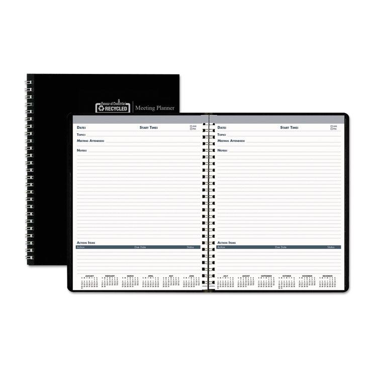 Picture of RECYCLED MEETING NOTE PLANNER, 8 1/2 X 11, BLACK/BLUE, Current Year