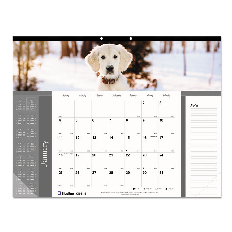 Picture of PETS COLLECTION MONTHLY DESK PAD, 22 X 17, PUPPIES, Current Year