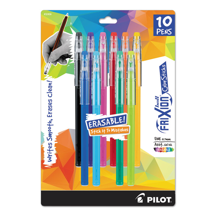 Picture of FRIXION COLORSTICKS ERASABLE GEL INK PEN, FINE, 0.7 MM, ASSORTED INK, 10/PK