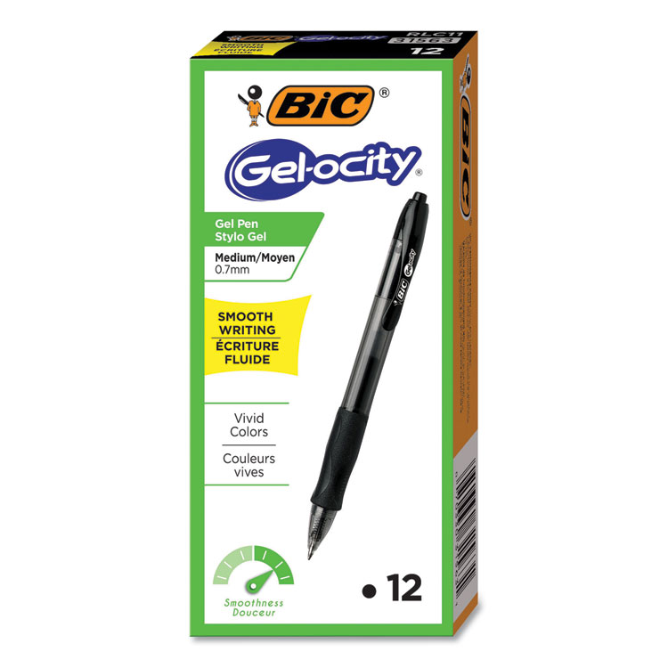 Gel-ocity Retractable Gel Pen, 0.7mm, Black Ink, Translucent Black Barrel, Dozen