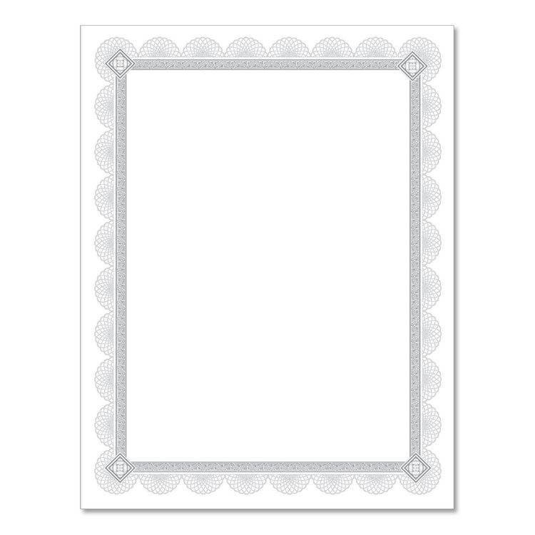 Premium Certificates, 8.5 X 11, White/silver With Spiro Silver Foil Border,15/pack