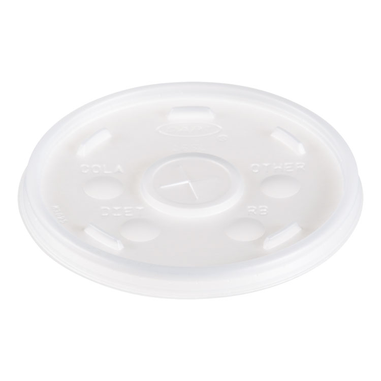 Picture of Plastic Lids, For 16oz Hot/cold Foam Cups, Straw-Slot Lid, White, 1000/carton