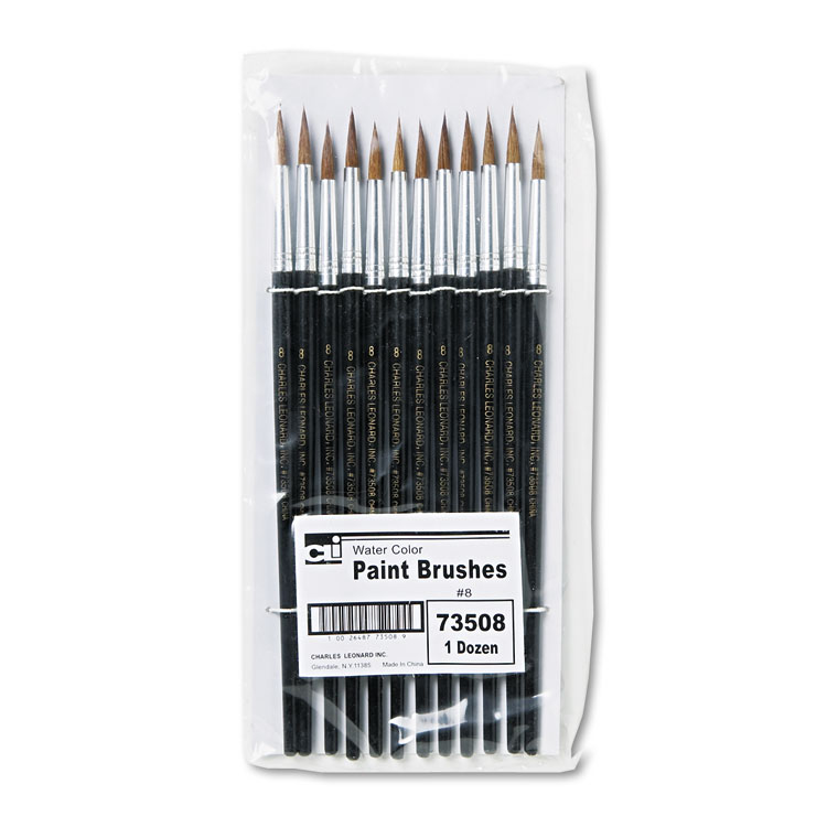 Picture of Artist Brush, Size 8, Camel Hair, Round, 12/Pack