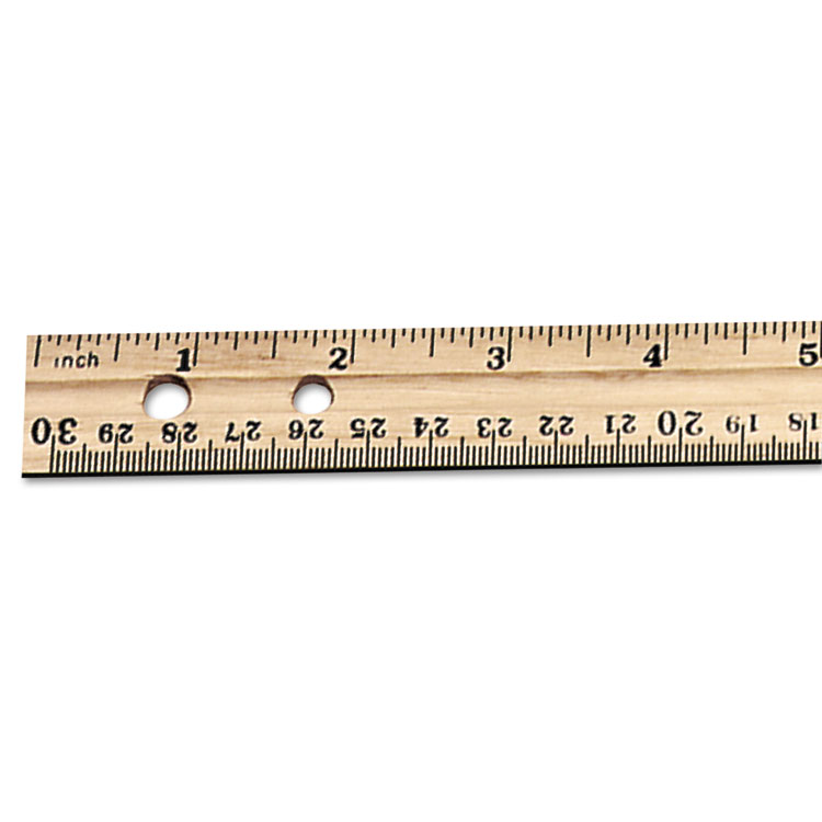 Picture of Economical Beveled Wood Ruler w/Single Metal Edge, 12", Natural, 36/Box