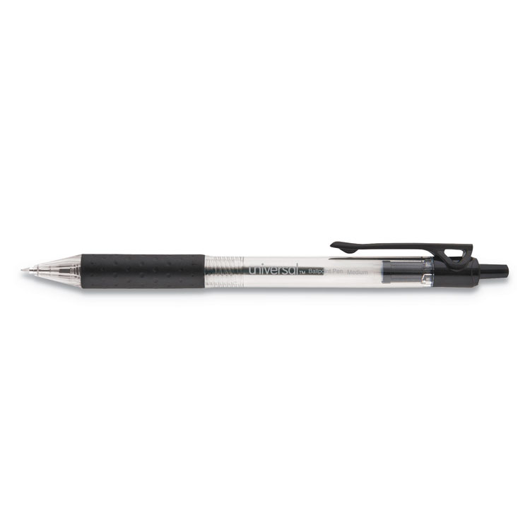Picture of Comfort Grip Clear Barrel Retractable Ballpoint Pen, Black Ink, 1mm, 48/set