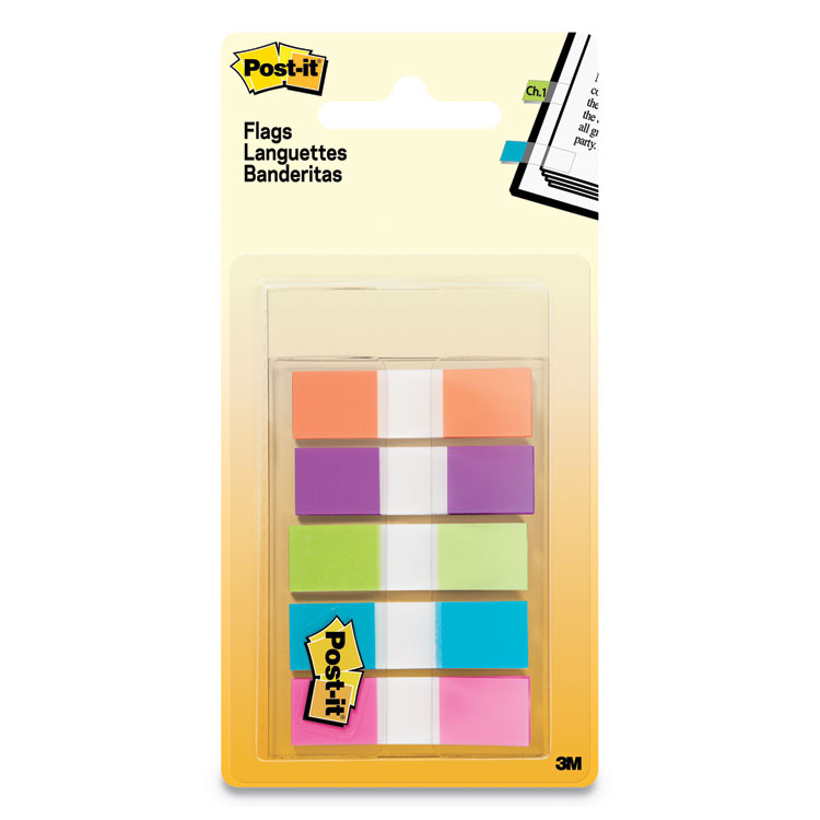 Picture of PAGE FLAGS IN PORTABLE DISPENSER, ASSORTED BRIGHTS, 5 DISPENSERS, 20 FLAGS/COLOR