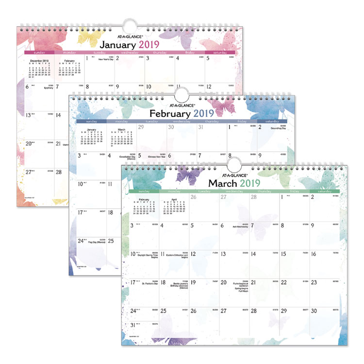 Picture of WATERCOLORS RECYCLED MONTHLY WALL CALENDAR, 15 X 12, Current Year