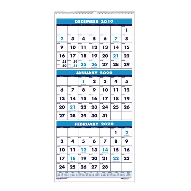 Picture of THREE-MONTH ACADEMIC WALL CALENDAR, 8 X 17, 14-MONTH (JUNE-JULY)-Current Year