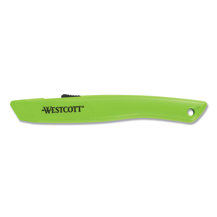 Cosco Easycut Cutter Knife with Self-Retracting Safety-Tipped Blade, Black/Blue