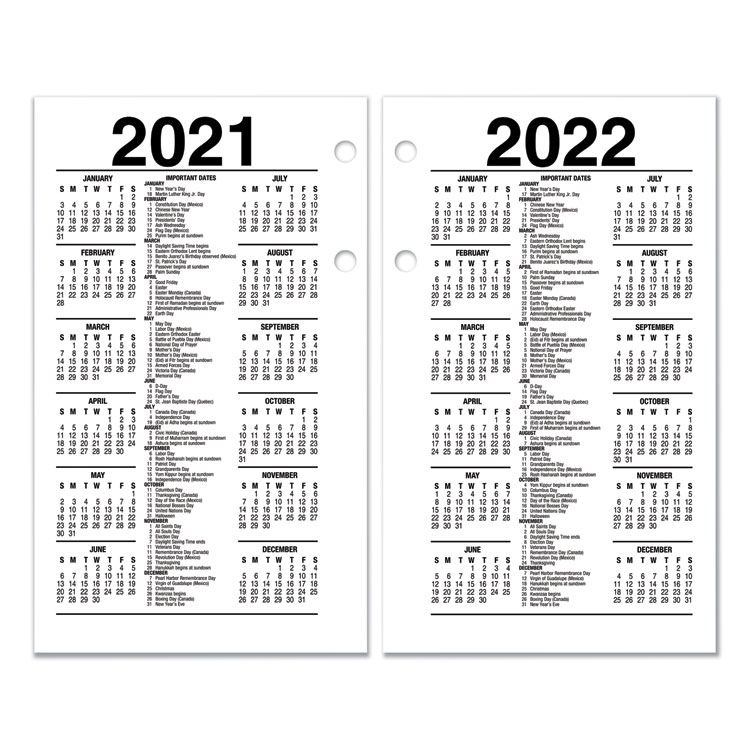 Desk Calendar Refill with Tabs, 6 x 3 1/2, White, 2020