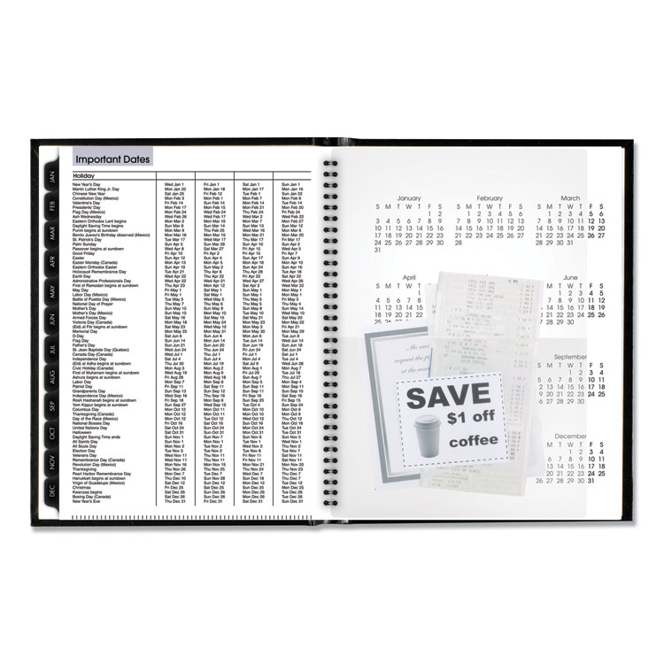 Hardcover Weekly Appointment Book, 11 x 8, Black, 2020
