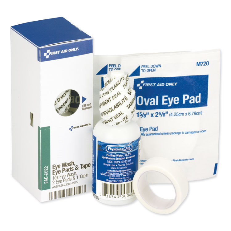 SmartCompliance Eyewash with Eyepads and Adhesive Tape Refill, 4 Pieces