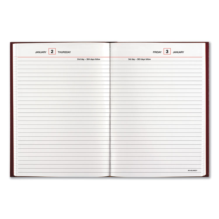 Standard Diary Recycled Daily Reminder, Red, 8 1/4 x 5 3/4, 2020