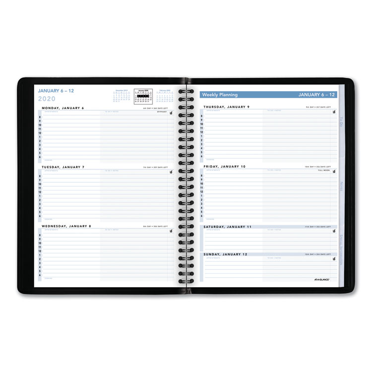 The Action Planner Weekly Appointment Book, 10 7/8 x 8 1/8, Black, 2020
