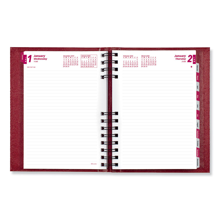 CoilPro Daily Planner, Ruled 1 Day/Page, 8 1/4 x 5 3/4, Red, 2020