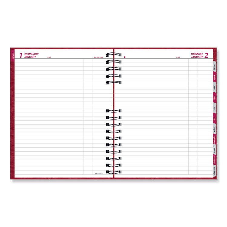 CoilPro Daily Planner, Ruled, 1 Page/Day, 10 x 7 7/8, Red, 2020