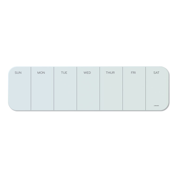 Cubicle Glass Dry Erase Board, Monthly Planning/Scheduling Calendar, 20" x 5.5", White Surface