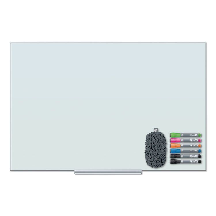 Floating Glass Dry Erase Board, 48" x 36" (Actual Size: 47" x 35"), White Surface