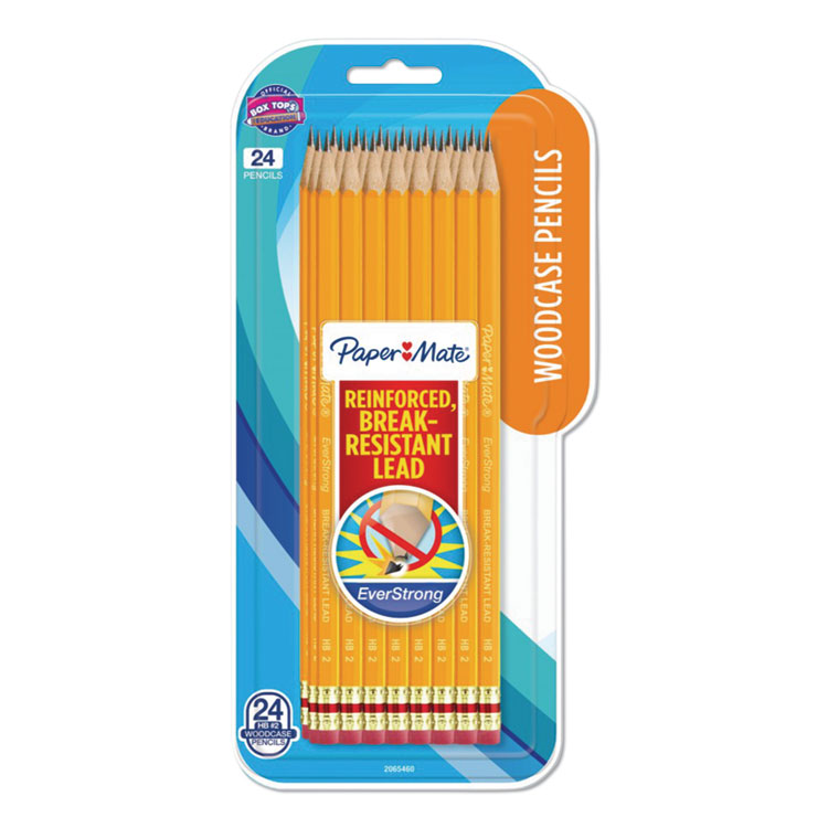 PAP2065460, Paper Mate® 2065460 EverStrong #2 Pencils, HB (#2), Black  Lead, Yellow Barrel, 24/Pack