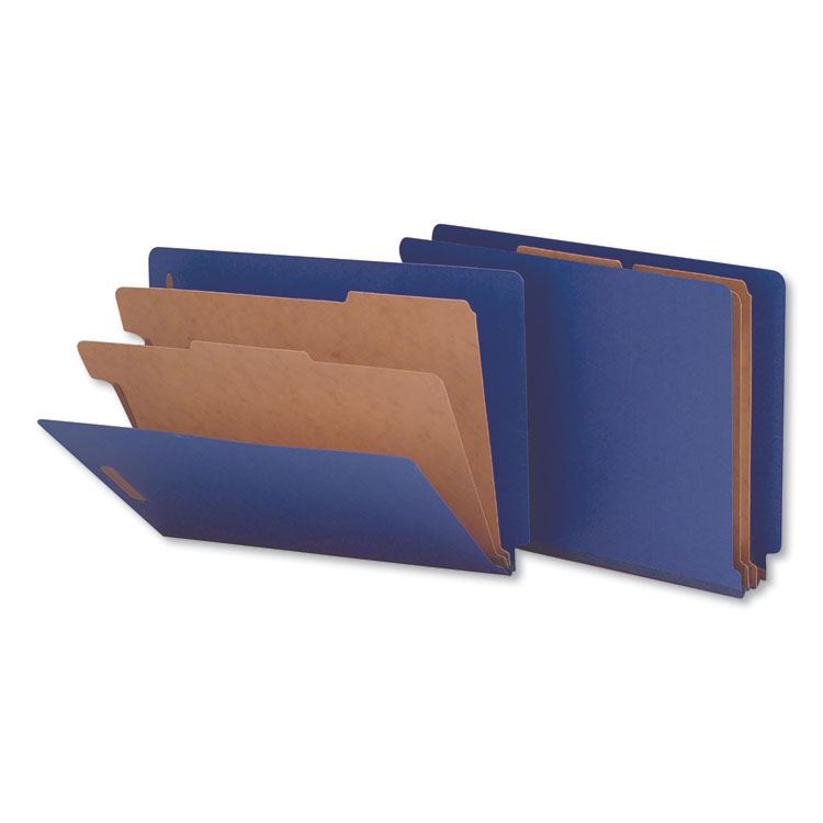 Legal Box of 10 Universal 10311 Pressboard Classification Folders Cobalt Blue Six-Section 