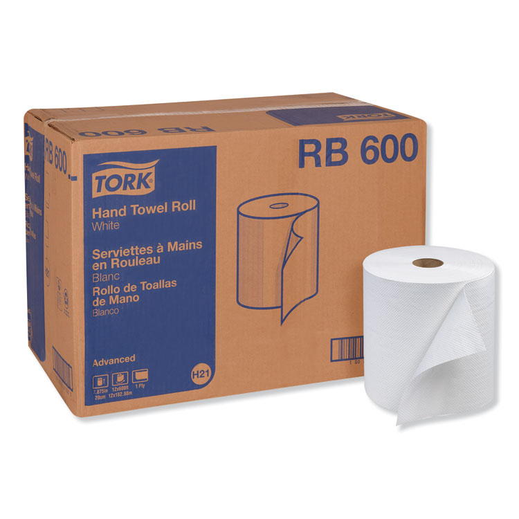 ADVANCED HARDWOUND ROLL TOWEL, ONE-PLY, 7.88" X 600 FT, WHITE, 12 ROLLS/CARTON