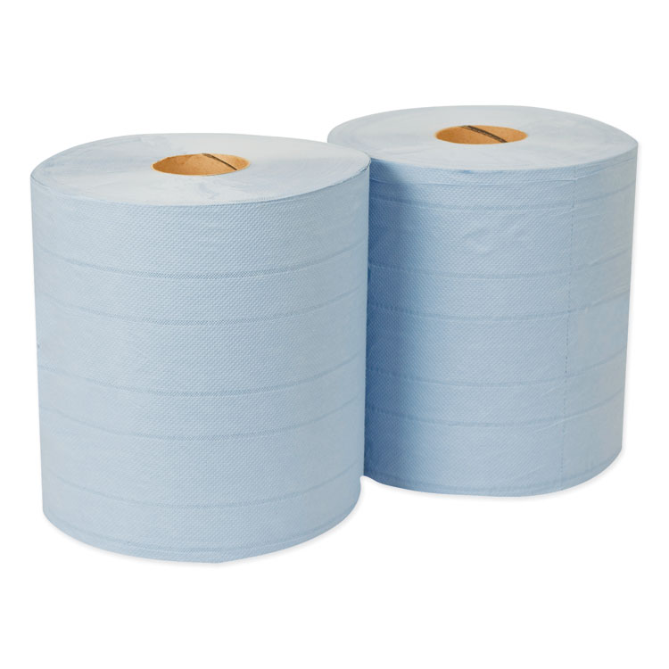 Industrial Paper Wiper, 4-Ply, 11 x 15.75, Blue, 375 Wipes/Roll, 2 Roll/Carton