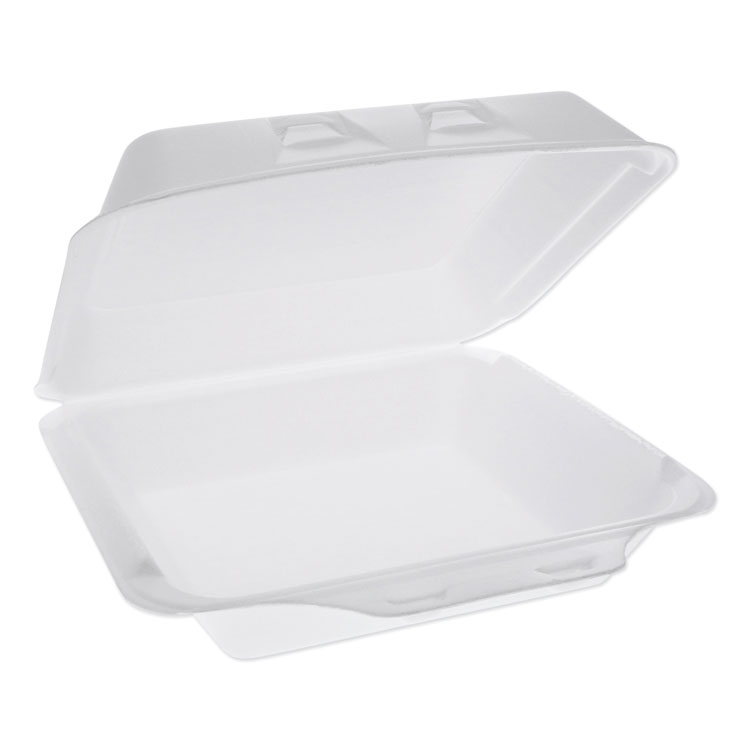 SmartLock Vented Foam Hinged Lid Containers, White, 9 x 9.5 x 3.25, 1-Compartment, 150/Carton