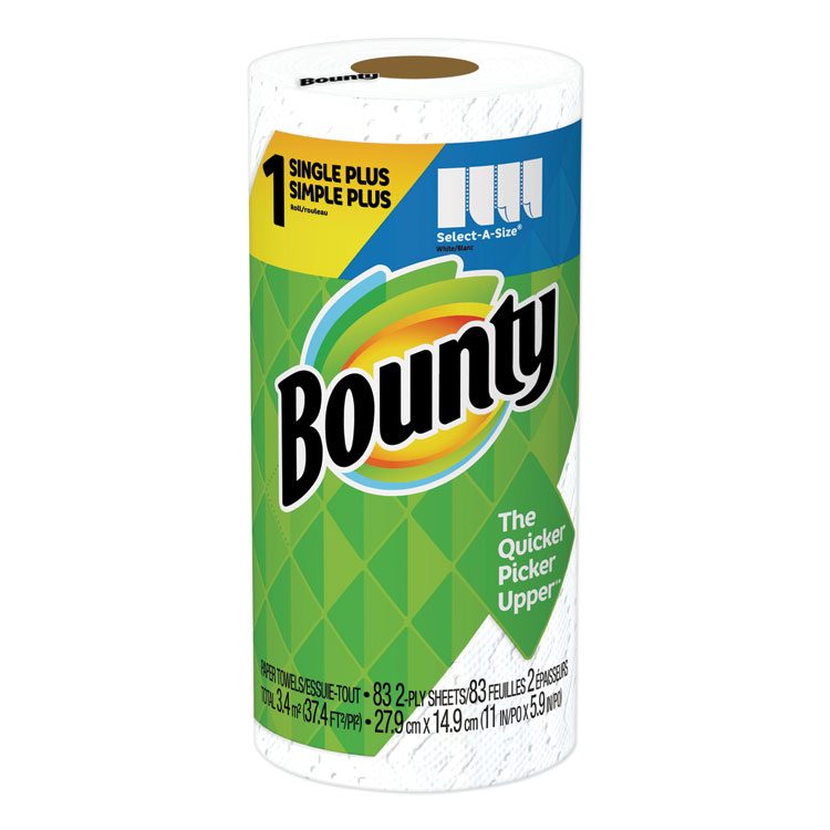 Bounty® Select-a-Size Paper Towels, 2-Ply, White, 5.9 x 11, 74 Sheets/Roll