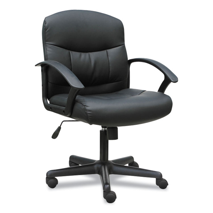3-Oh-Three Mid-Back Executive Leather Chair, Supports up to 250 lbs., Black Seat/Black Back, Black Base