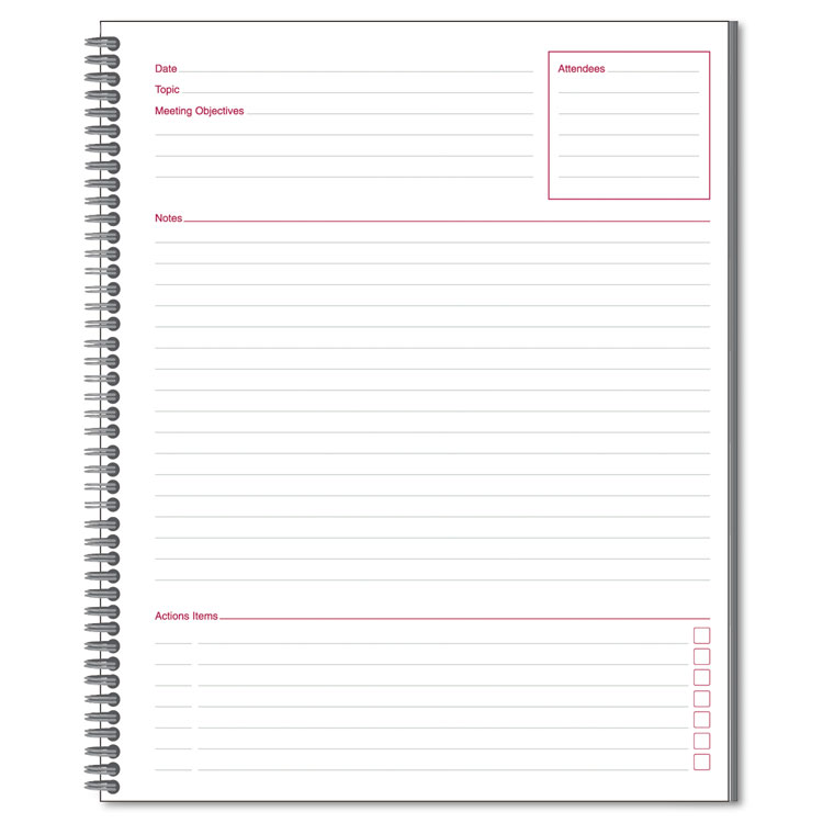 Picture of Side Bound Guided Business Notebook, Linen, Meeting Notes, 11 x 8 1/4, 80 Sheets