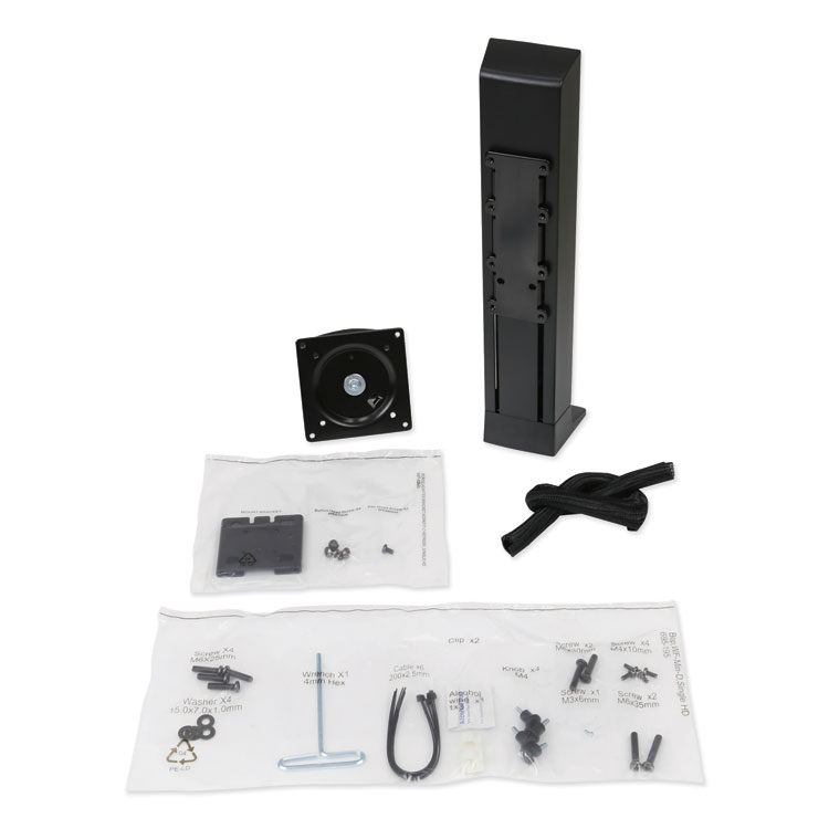 Monitor Riser, Single Monitor Kit, 30 Degrees Tilt, Up to 24, 6 to 16 lbs, Black