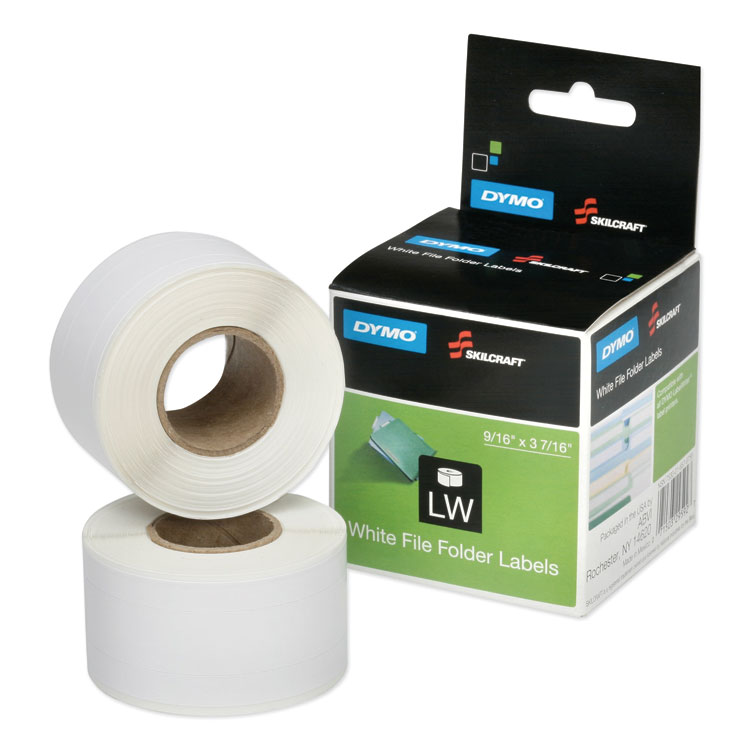 7530016579756, SKILCRAFT Dymo LabelWriter Thermal Labels, File Folder Label, 0.56" x 3.43", Black on White