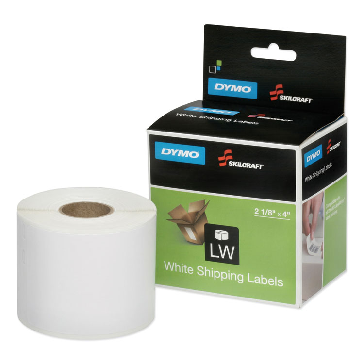 7530016578884, SKILCRAFT Dymo LabelWriter Thermal Labels, Shipping Label, 2.12" x 4", Black on White