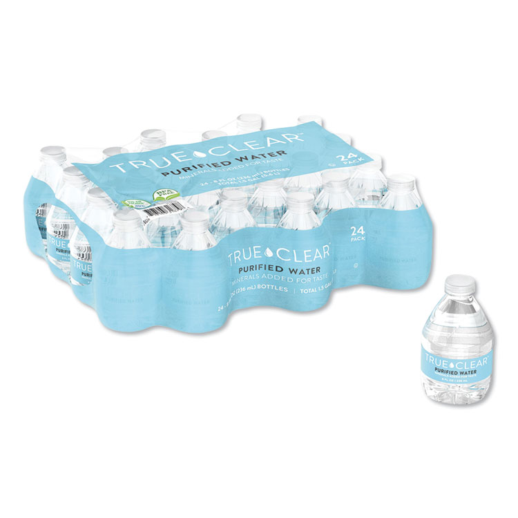 TCL8OZ24CT, True Clear® 8OZ24CT Purified Bottled Water, 8 oz Bottle, 24  Bottles/Carton