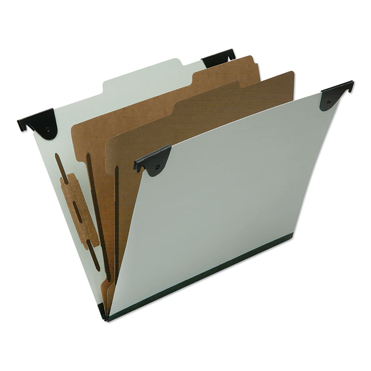 7530016816250, SKILCRAFT Classification Folder, 2/5 Tab, Expands 2", 2 Dividers, 6 Fasteners, Letter Size, Light Green, 10/BX