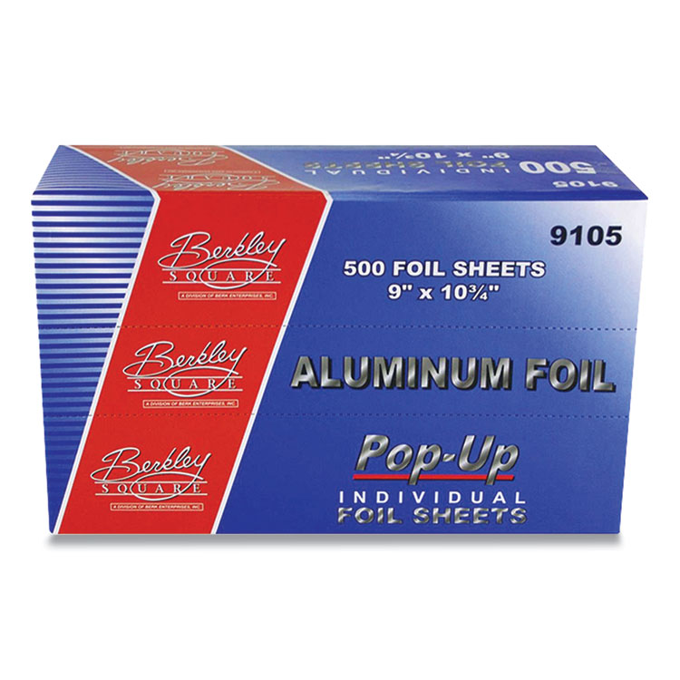 Pop-Up Aluminum Foil Wrap Sheets, 9 x 10 3/4, Silver, 500/Box, 6 Boxes/Case