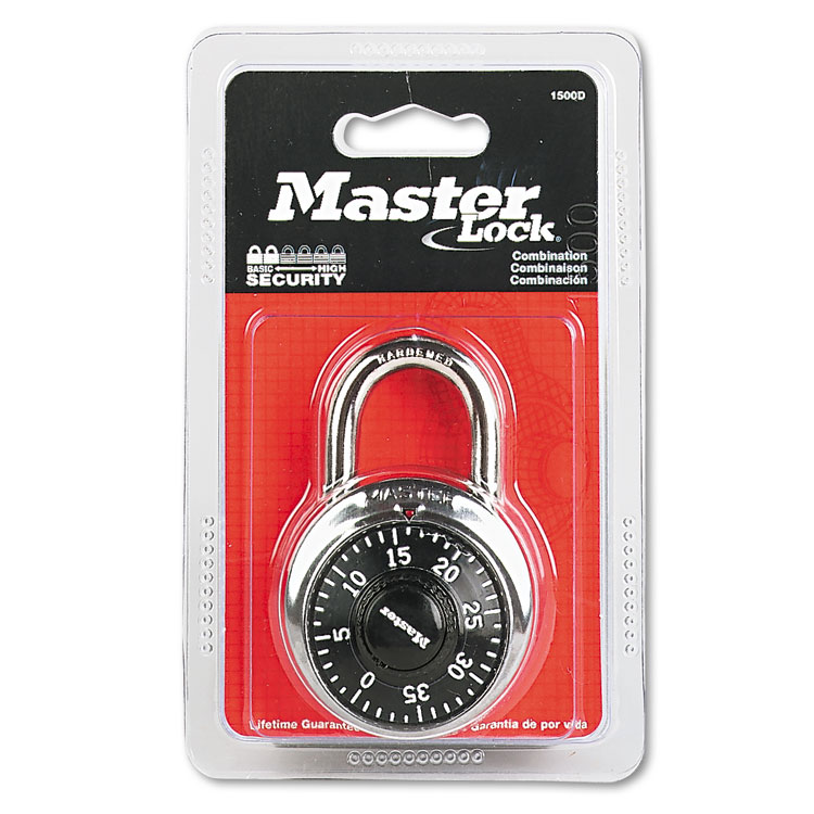 Picture of Combination Lock, Stainless Steel, 1 15/16" Wide, Black Dial