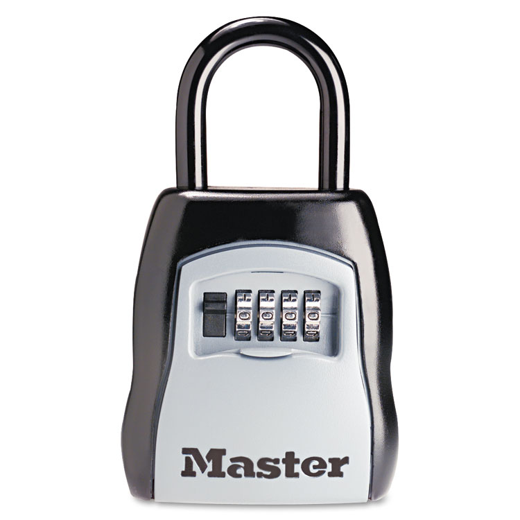 Picture of Master Lock® Locking Combination 5 Key Steel Box, 3 1/2w x 1 5/8d x 4h, Black/Silver (MLK5400D)