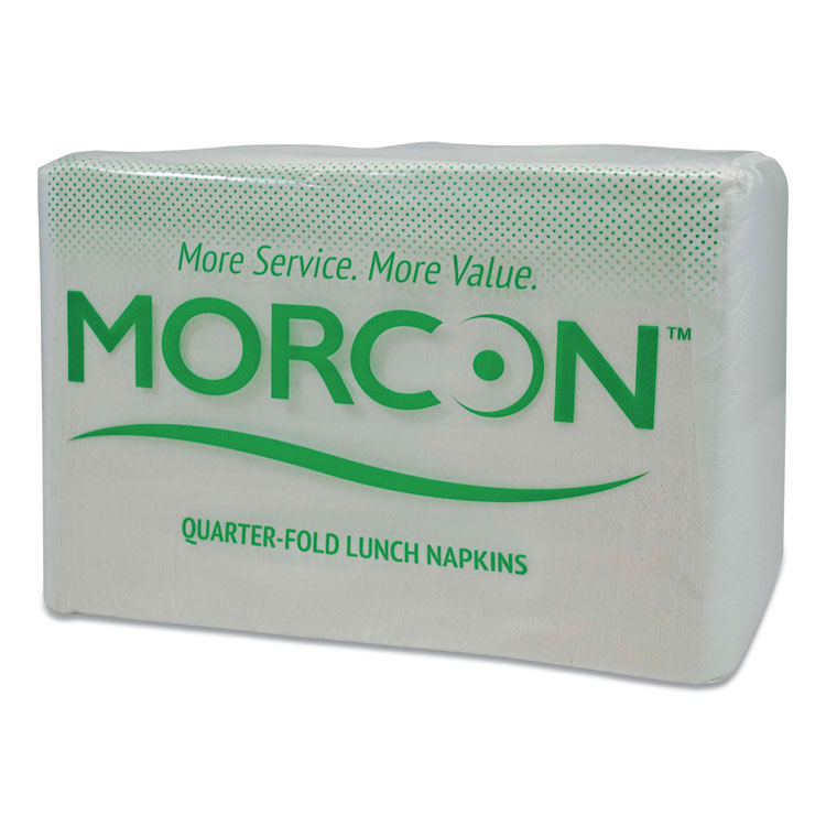 MORSOFT 1/4 FOLD LUNCH NAPKINS, 1 PLY, 11.5" X 11.5", WHITE, 6,000/CARTON