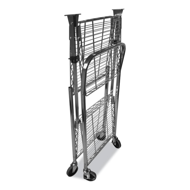 Stowaway Folding Carts, 2 Shelves, 35w x 37.25d x 22h, Black, 250 lb Capacity
